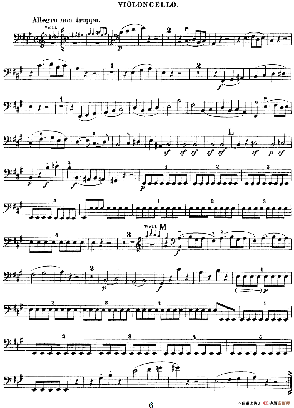 Mozart《Quartet No.18 in A Major,K.464》（Cello分谱）