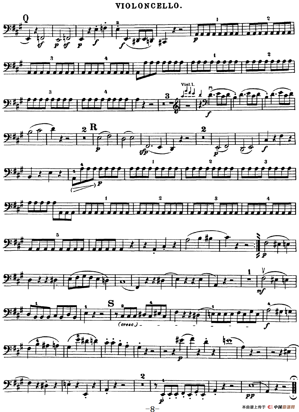 Mozart《Quartet No.18 in A Major,K.464》（Cello分谱）