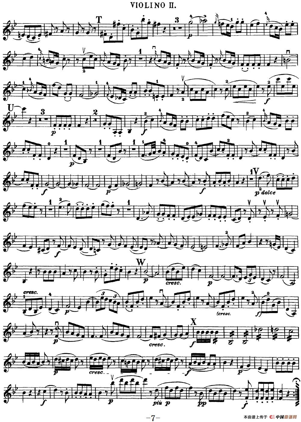 Mozart《Quartet No.17 in Bb Major,K.458》（Violin 2分谱）