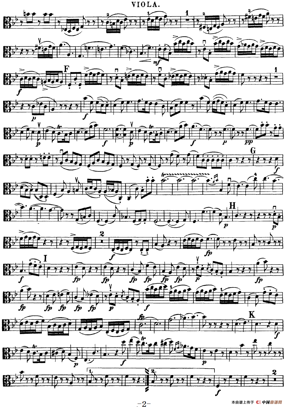 Mozart《Quartet No.17 in Bb Major,K.458》（Viola分谱）