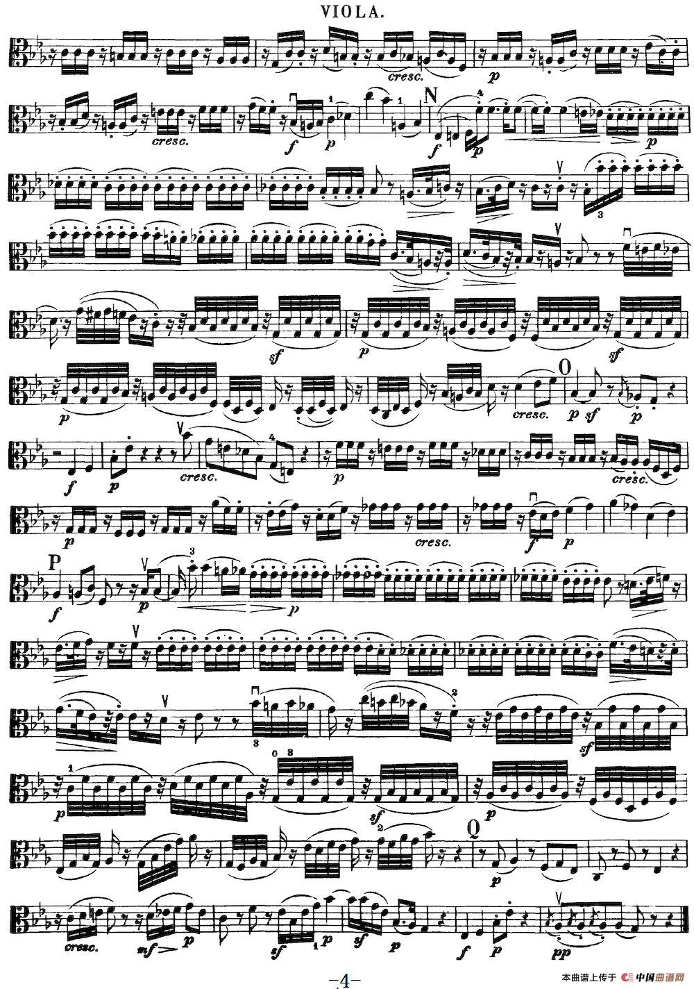Mozart《Quartet No.17 in Bb Major,K.458》（Viola分谱）