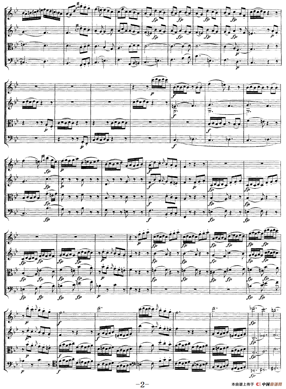 Mozart《Quartet No.17 in Bb Major,K.458》（总谱）