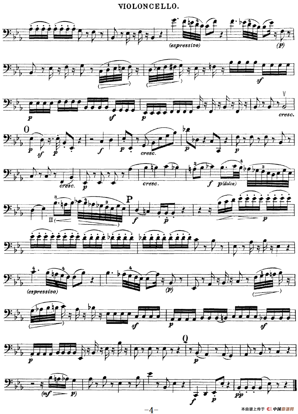 Mozart《Quartet No.17 in Bb Major,K.458》（Cello分谱）