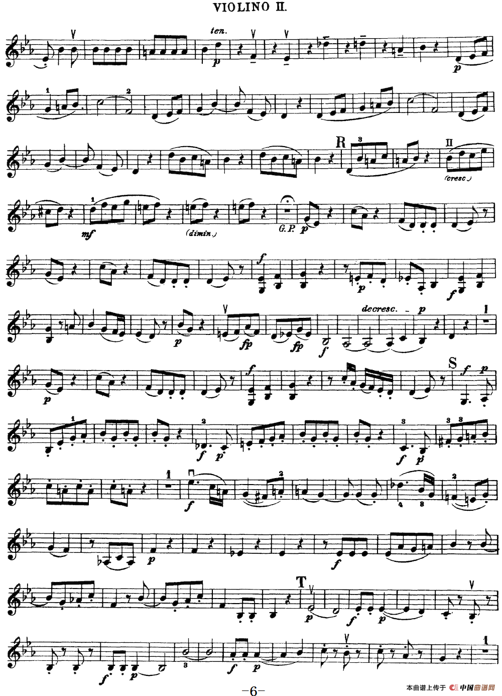 Mozart《Quartet No.16 in Eb Major,K.428》（Violin 2分谱）