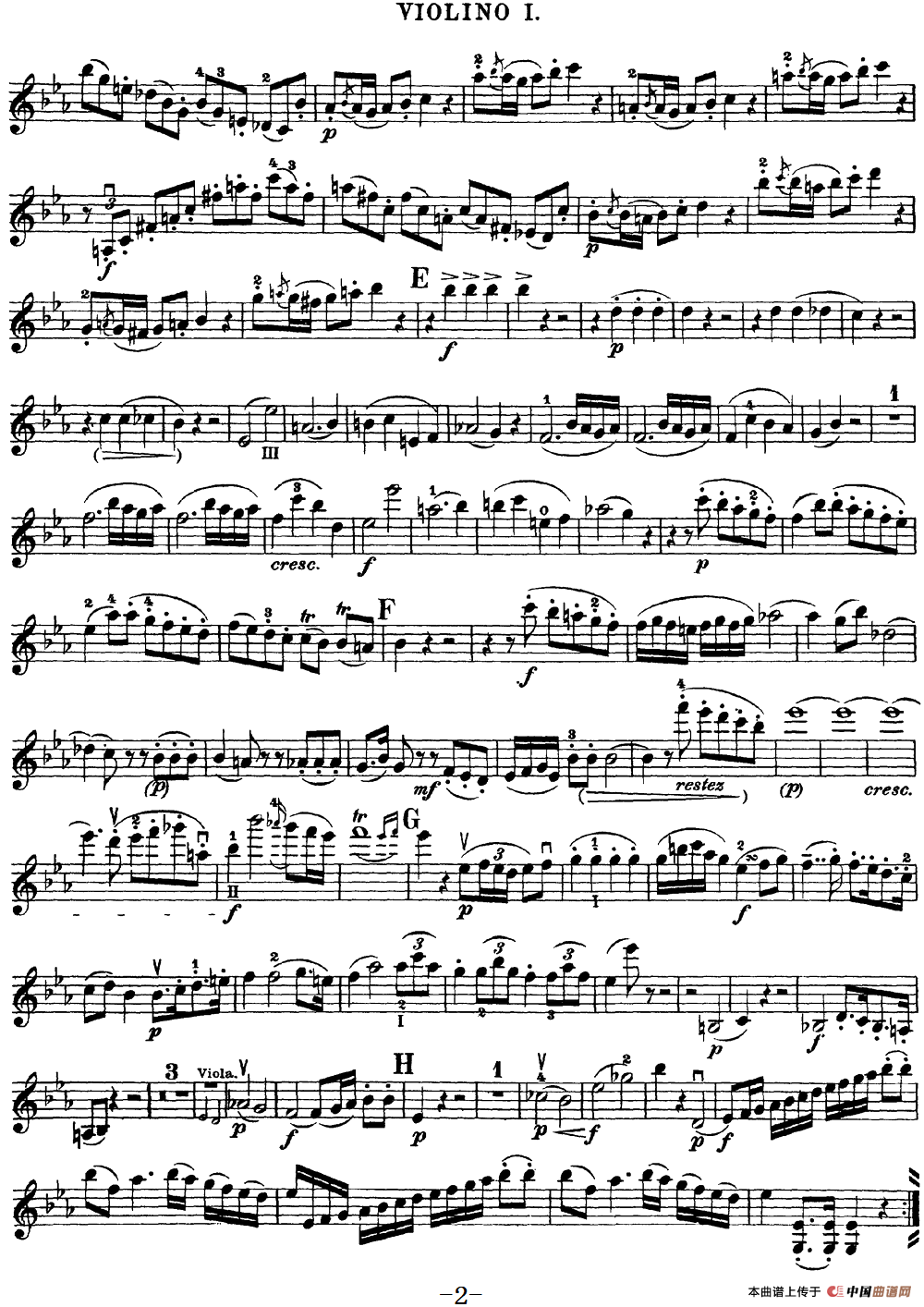 Mozart《Quartet No.16 in Eb Major,K.428》（Violin 1分谱）