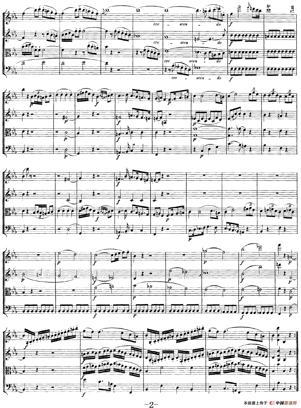 Mozart《Quartet No.16 in Eb Major,K.428》（总谱）