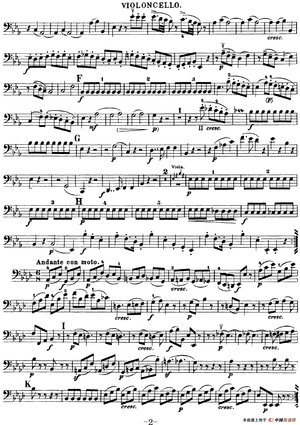 Mozart《Quartet No.16 in Eb Major,K.428》（Cello分谱）