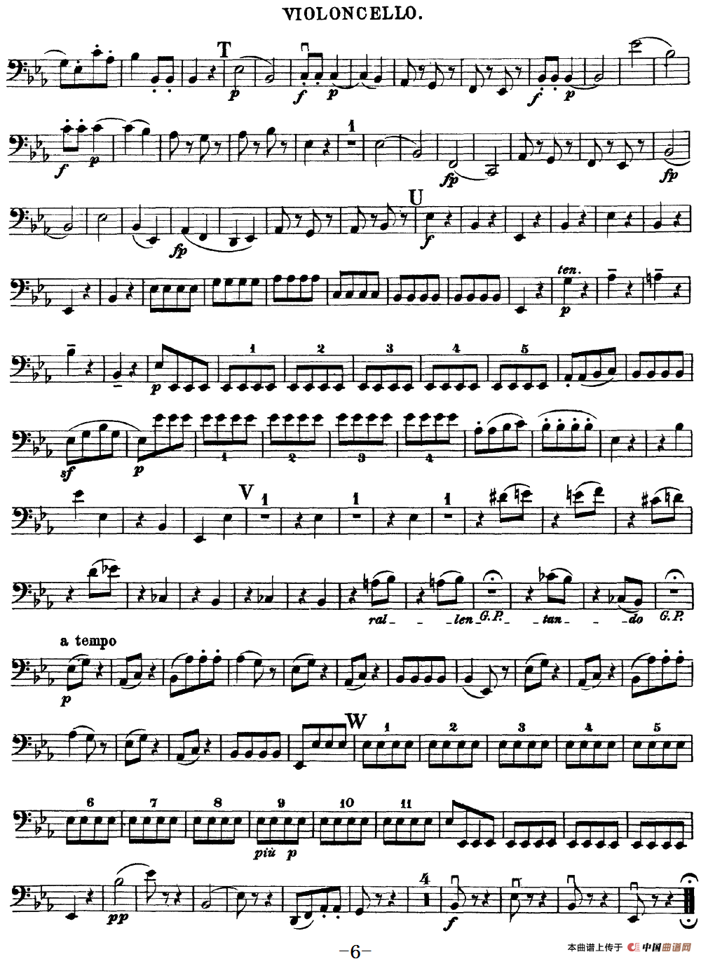 Mozart《Quartet No.16 in Eb Major,K.428》（Cello分谱）