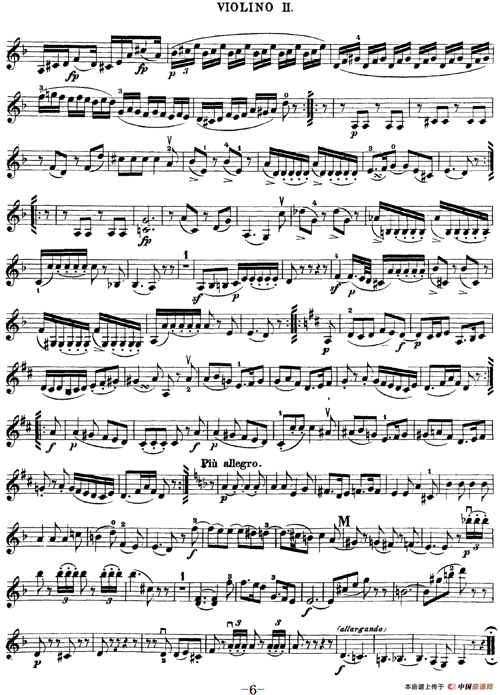 Mozart《Quartet No.15 in D Minor,K.421》（Violin 2分谱）