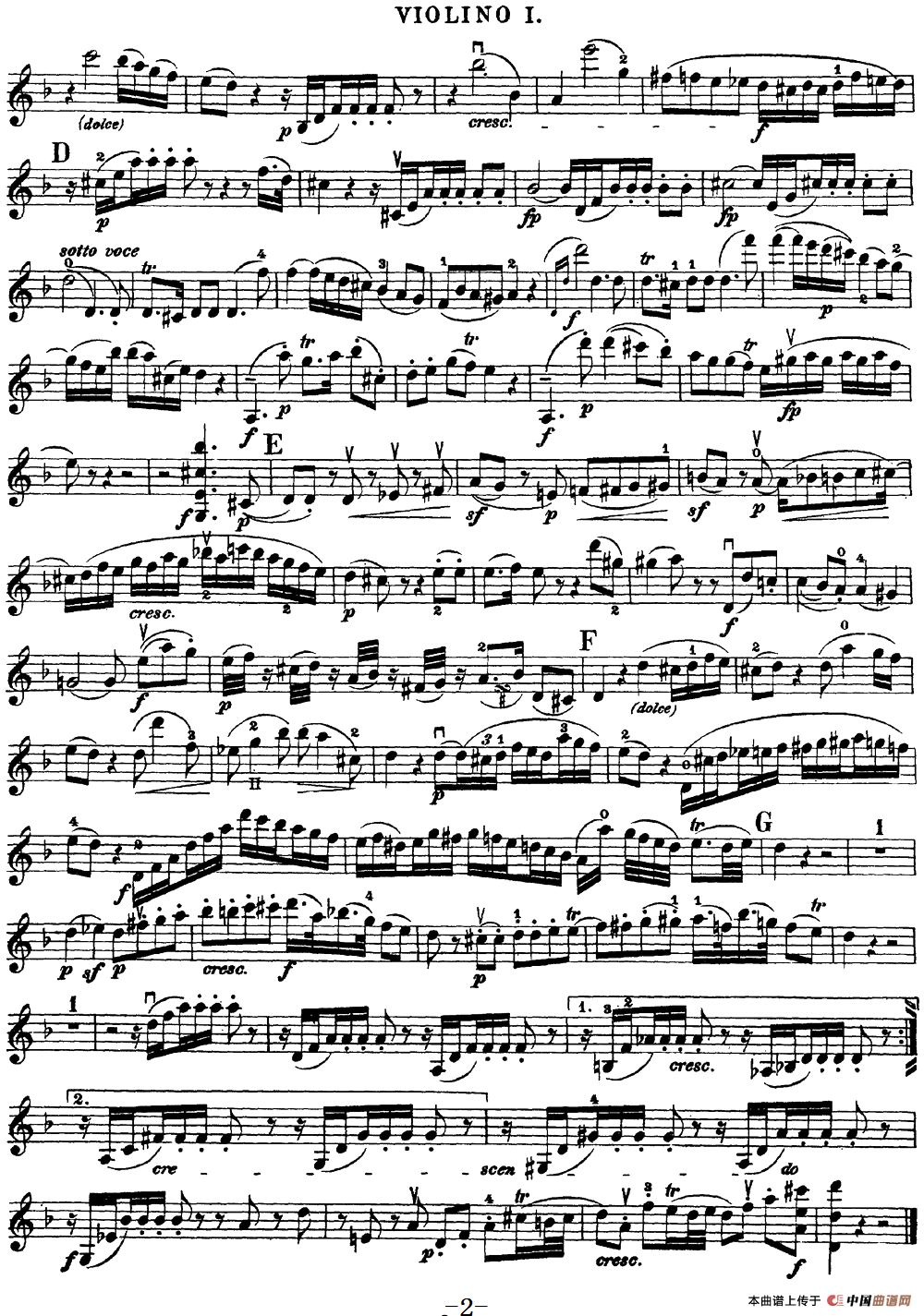 Mozart《Quartet No.15 in D Minor,K.421》（Violin 1分谱）