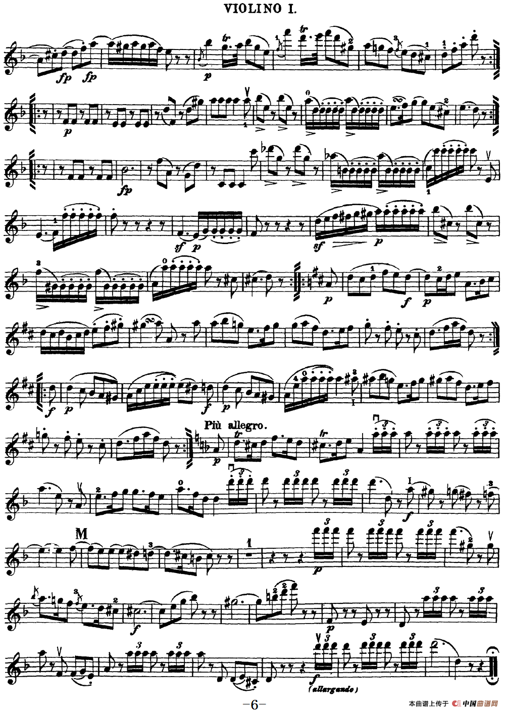Mozart《Quartet No.15 in D Minor,K.421》（Violin 1分谱）