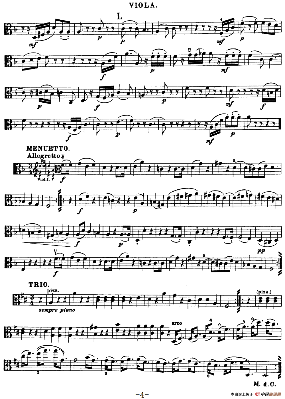 Mozart《Quartet No.15 in D Minor,K.421》（Viola分谱）