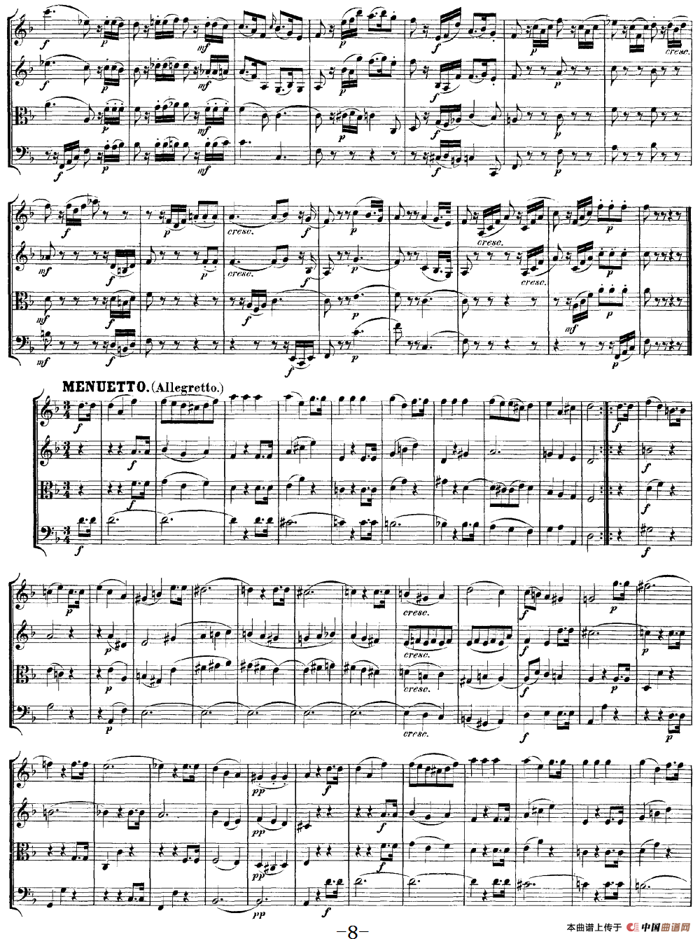 Mozart《Quartet No.15 in D Minor,K.421》（总谱）