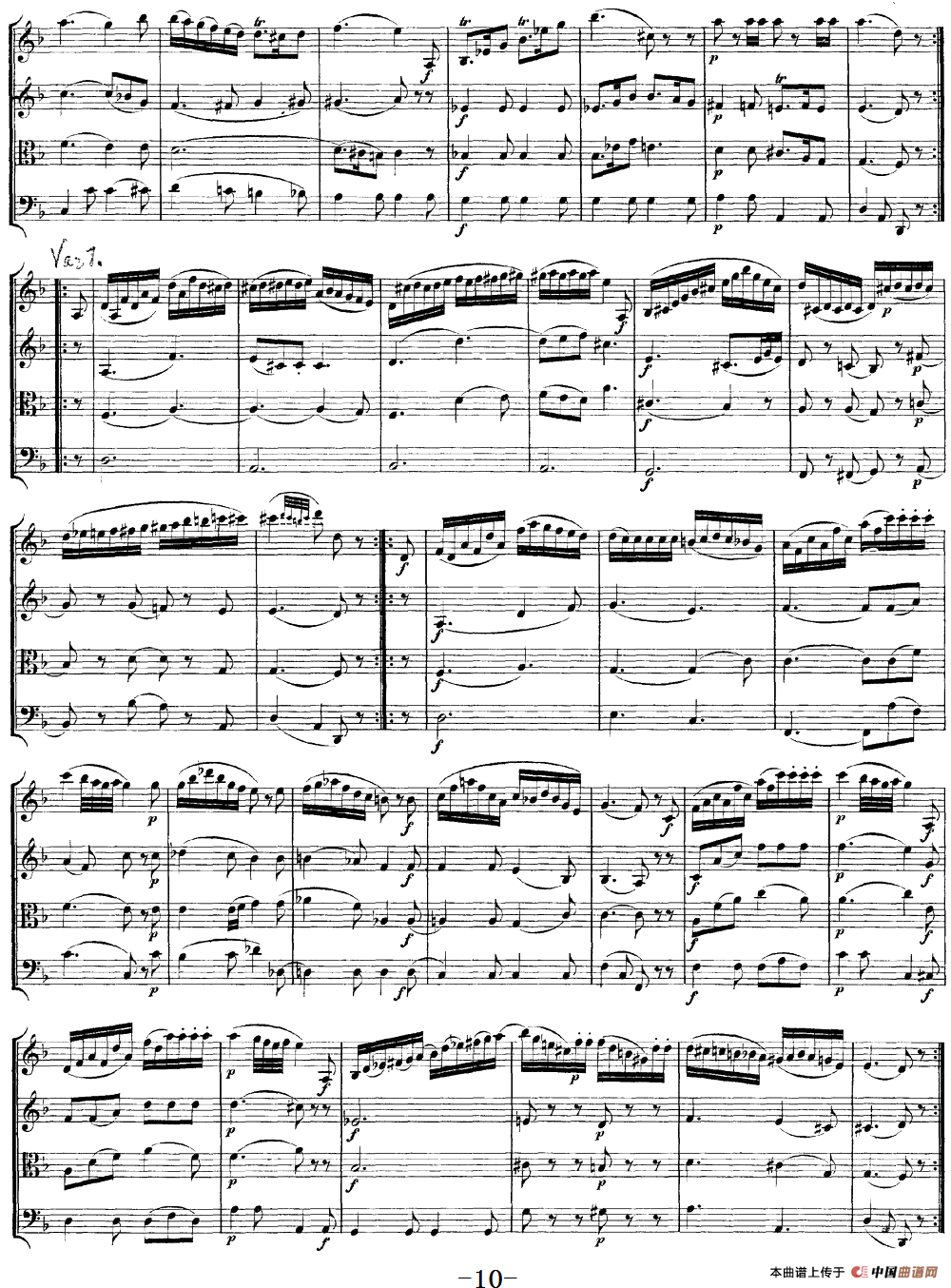 Mozart《Quartet No.15 in D Minor,K.421》（总谱）