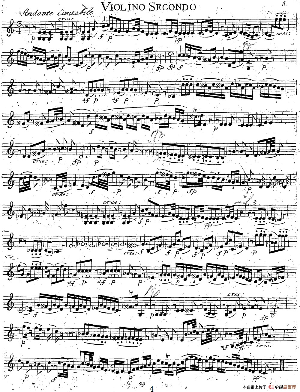 Mozart《Quartet No.14 in G Major,K.387》（Violin 2分谱）