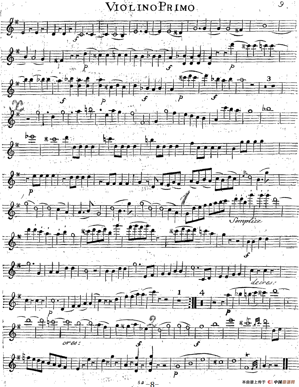 Mozart《Quartet No.14 in G Major,K.387》（Violin 1分谱）