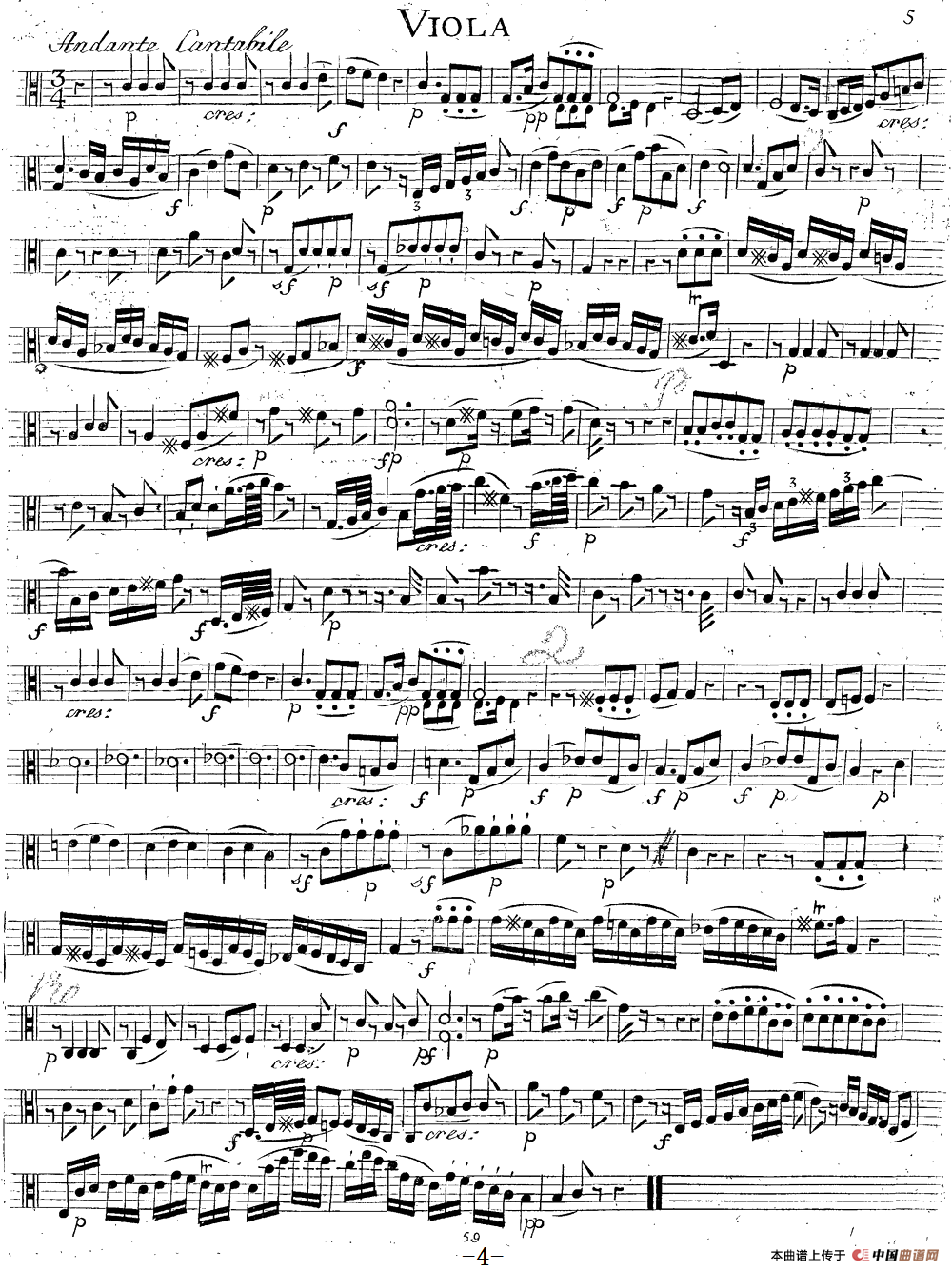 Mozart《Quartet No.14 in G Major,K.387》（Viola分谱）