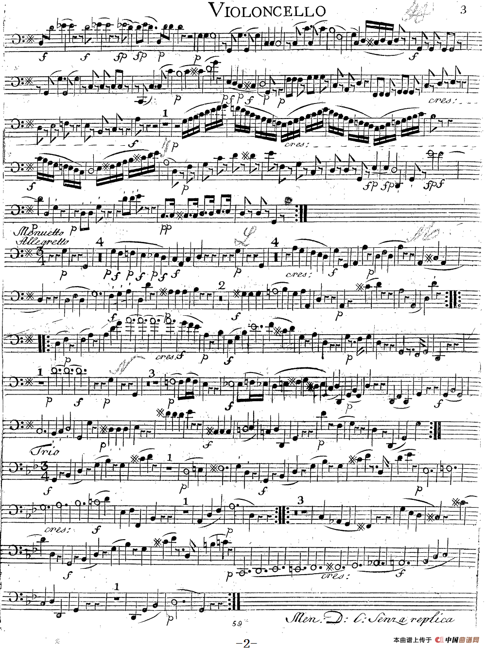 Mozart《Quartet No.14 in G Major,K.387》（Cello分谱）