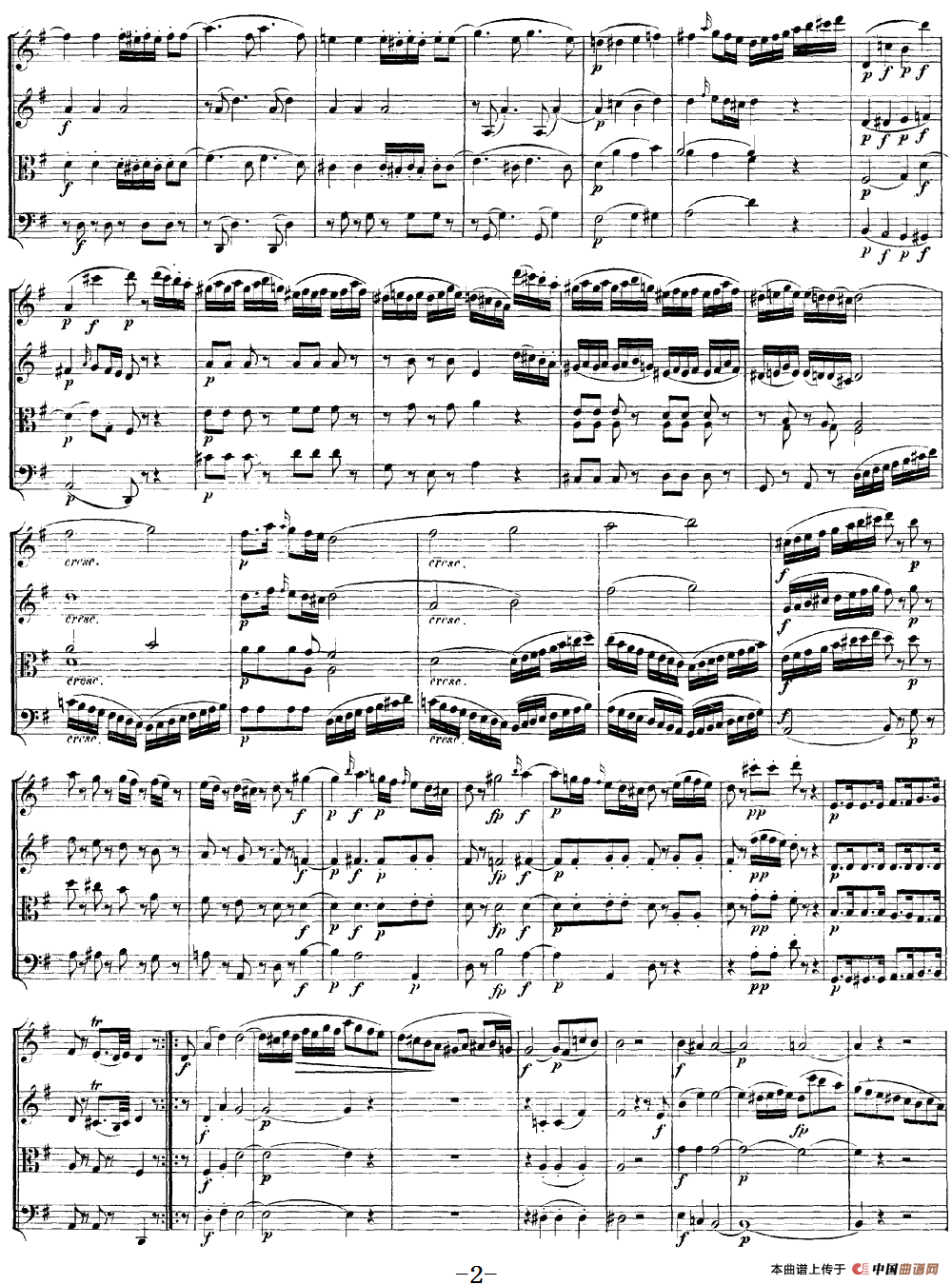Mozart《Quartet No.14 in G Major,K.387》（总谱）