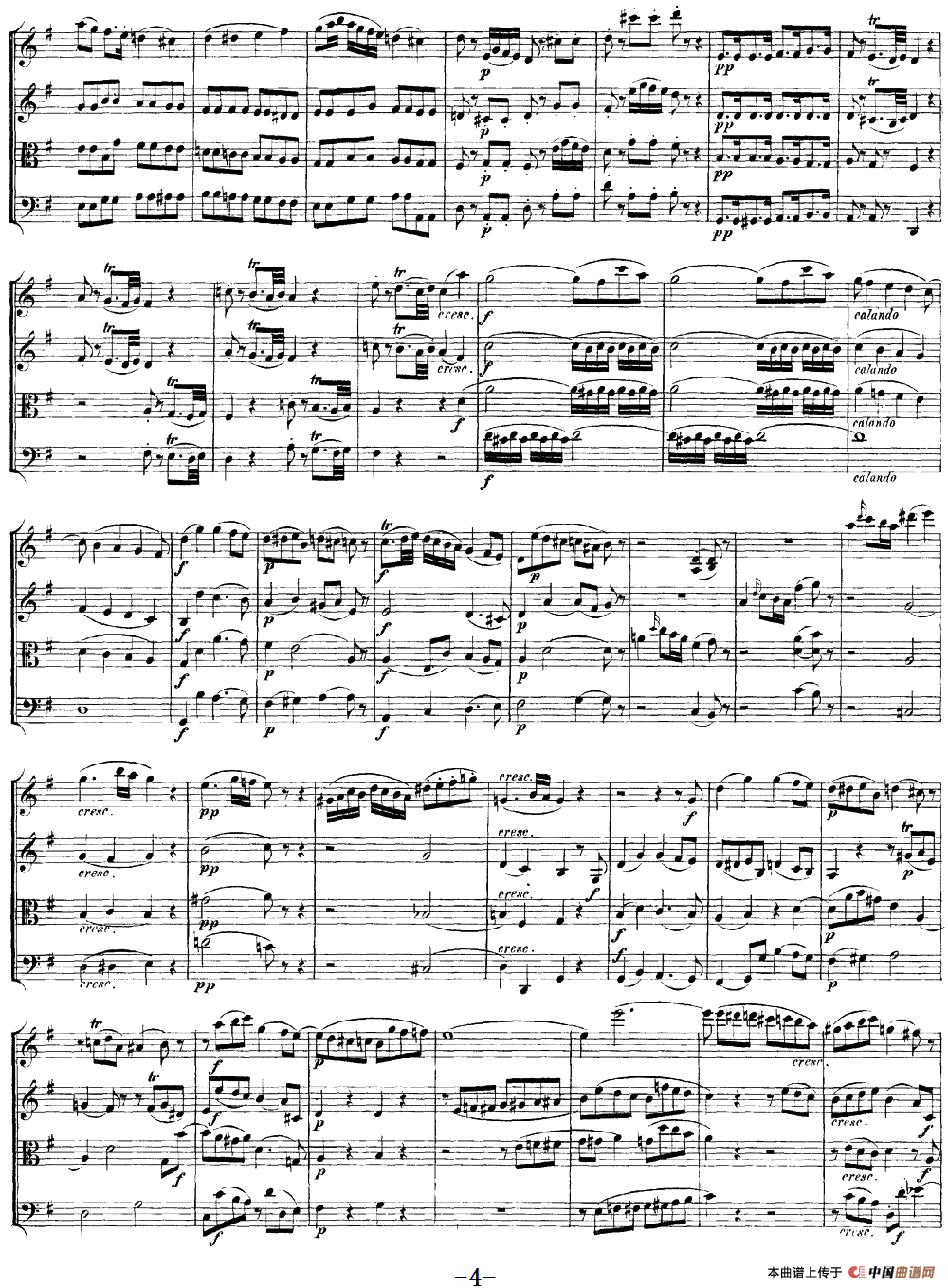 Mozart《Quartet No.14 in G Major,K.387》（总谱）