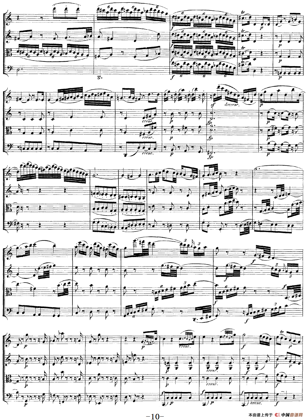 Mozart《Quartet No.14 in G Major,K.387》（总谱）