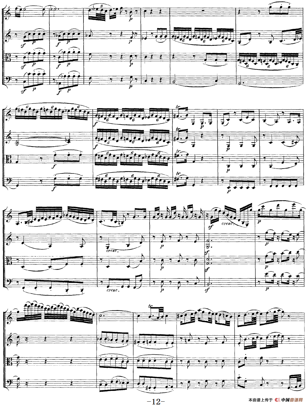 Mozart《Quartet No.14 in G Major,K.387》（总谱）