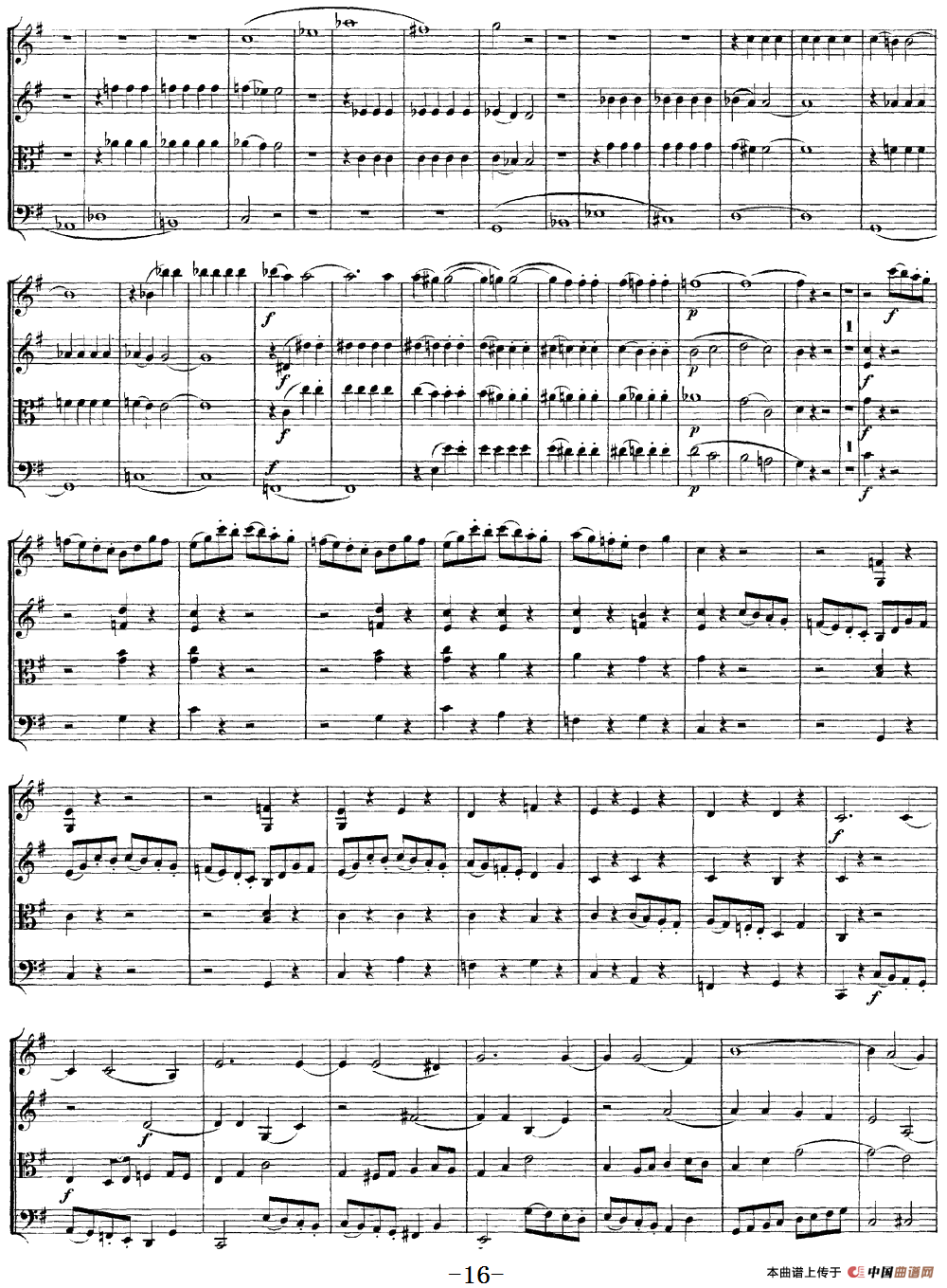 Mozart《Quartet No.14 in G Major,K.387》（总谱）