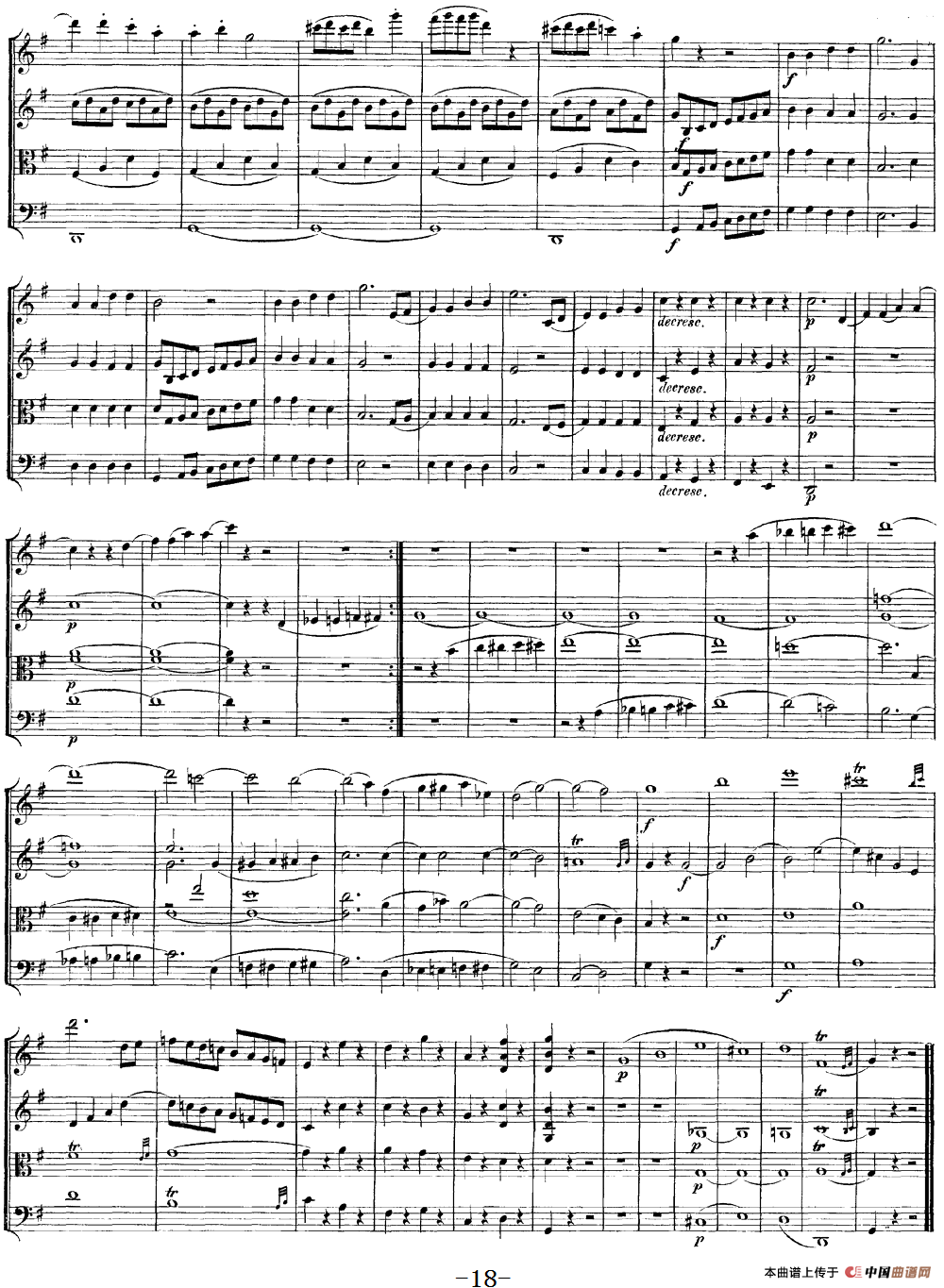 Mozart《Quartet No.14 in G Major,K.387》（总谱）