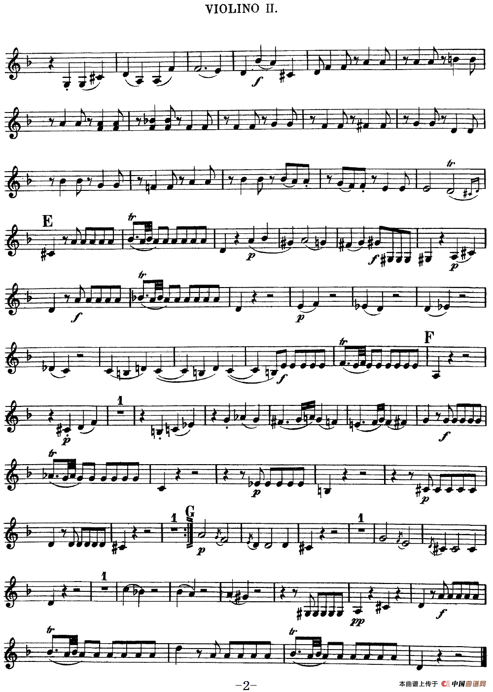 Mozart《Quartet No.13 in D Minor,K.173》（Violin 2分谱）