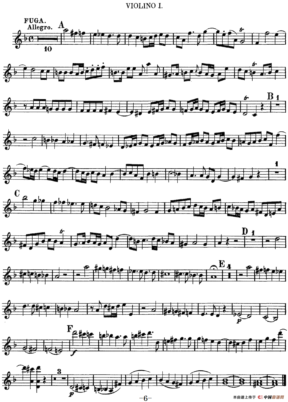 Mozart《Quartet No.13 in D Minor,K.173》（Violin 1分谱）