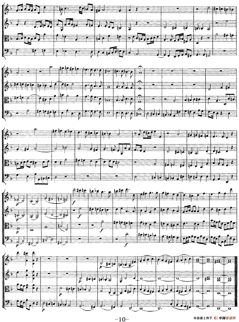 Mozart《Quartet No.13 in D Minor,K.173》（总谱）