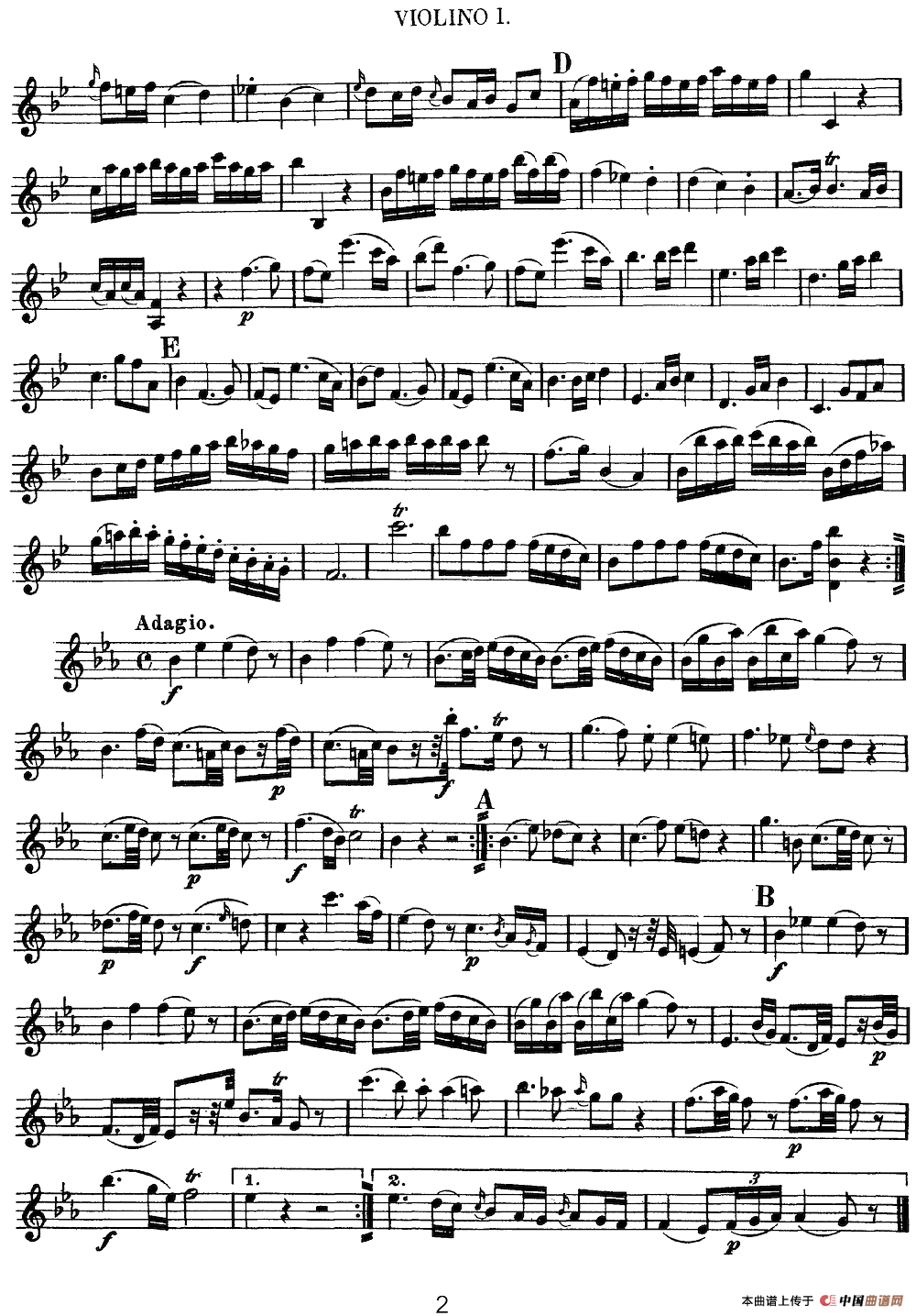 Mozart《Quartet No.12 in Bb Major,K.172》（Violin 1分谱）