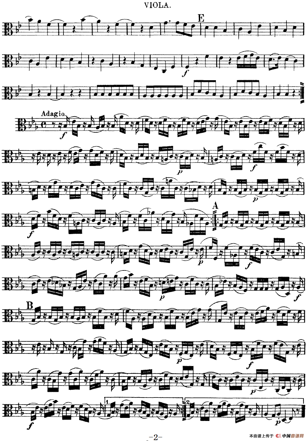 Mozart《Quartet No.12 in Bb Major,K.172》（Viola分谱）