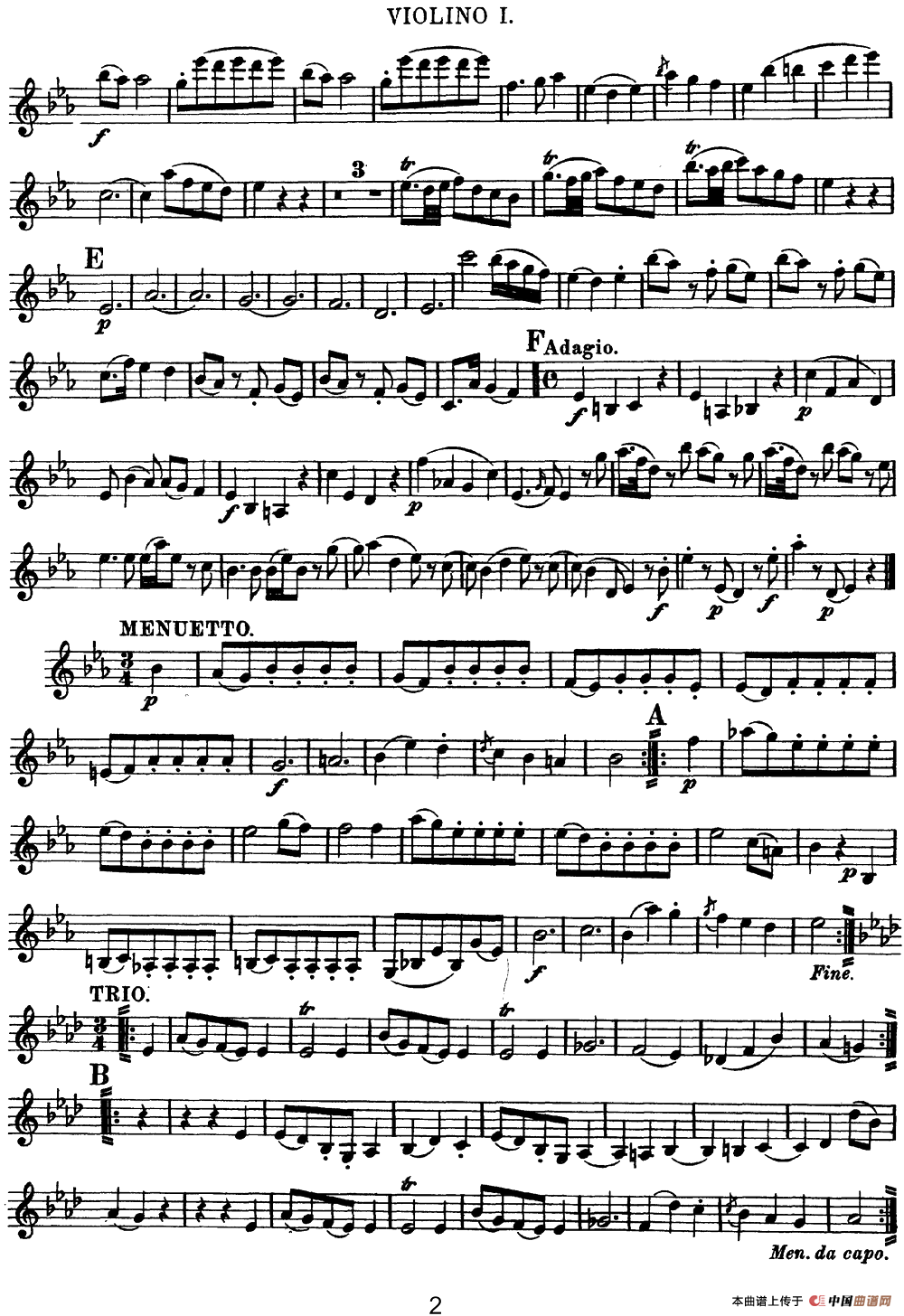 Mozart《Quartet No.11 in Eb Major,K.171》（Violin 1分谱）