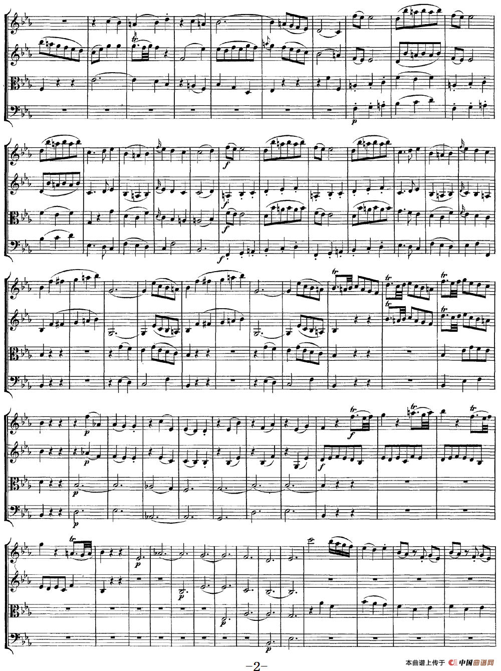 Mozart《Quartet No.11 in Eb Major,K.171》（总谱）