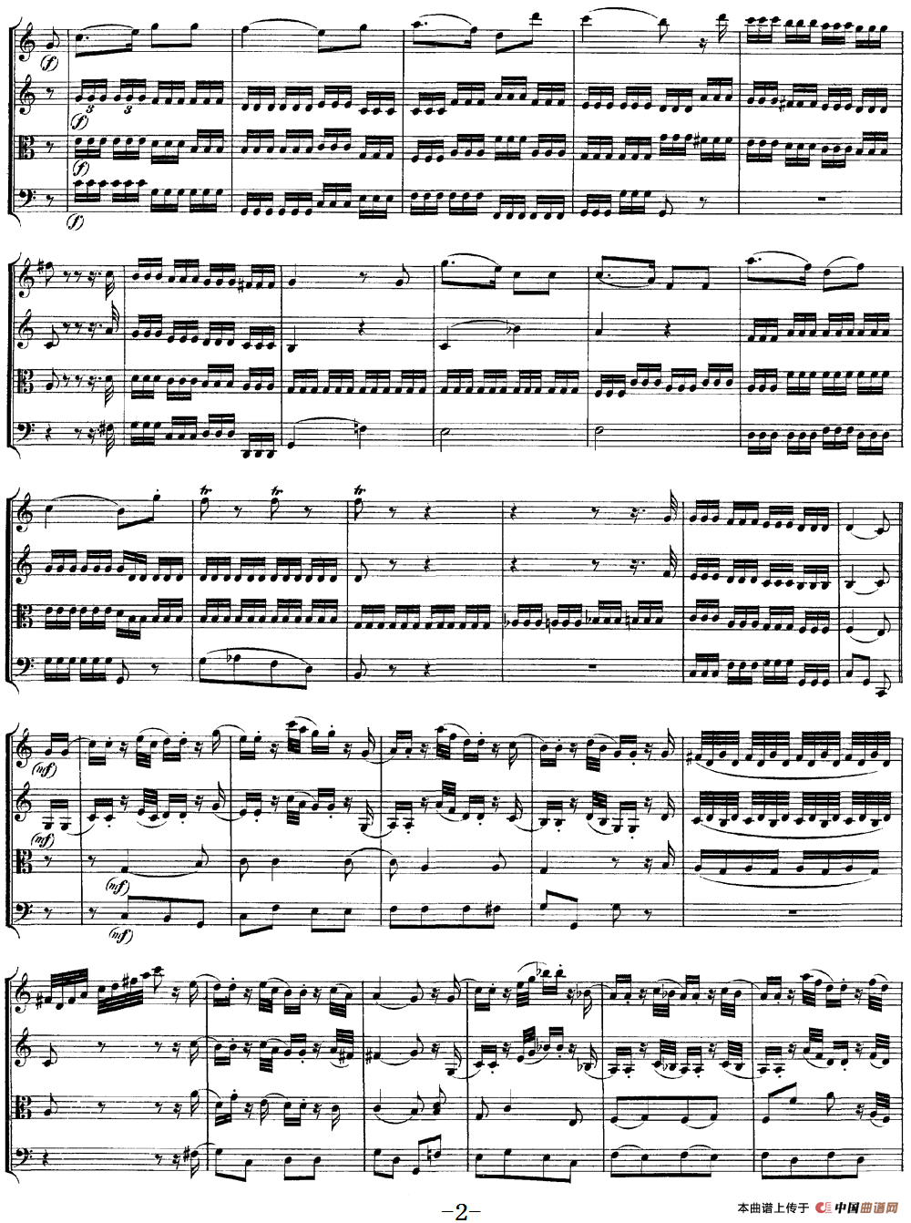 Mozart《Quartet No.10 in C Major,K.170》（总谱）