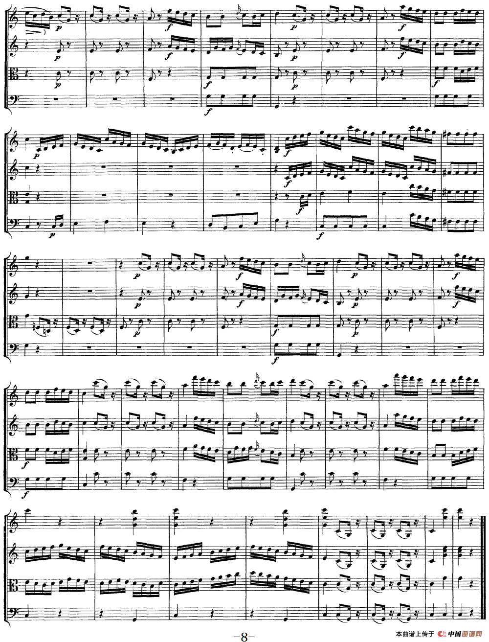 Mozart《Quartet No.10 in C Major,K.170》（总谱）