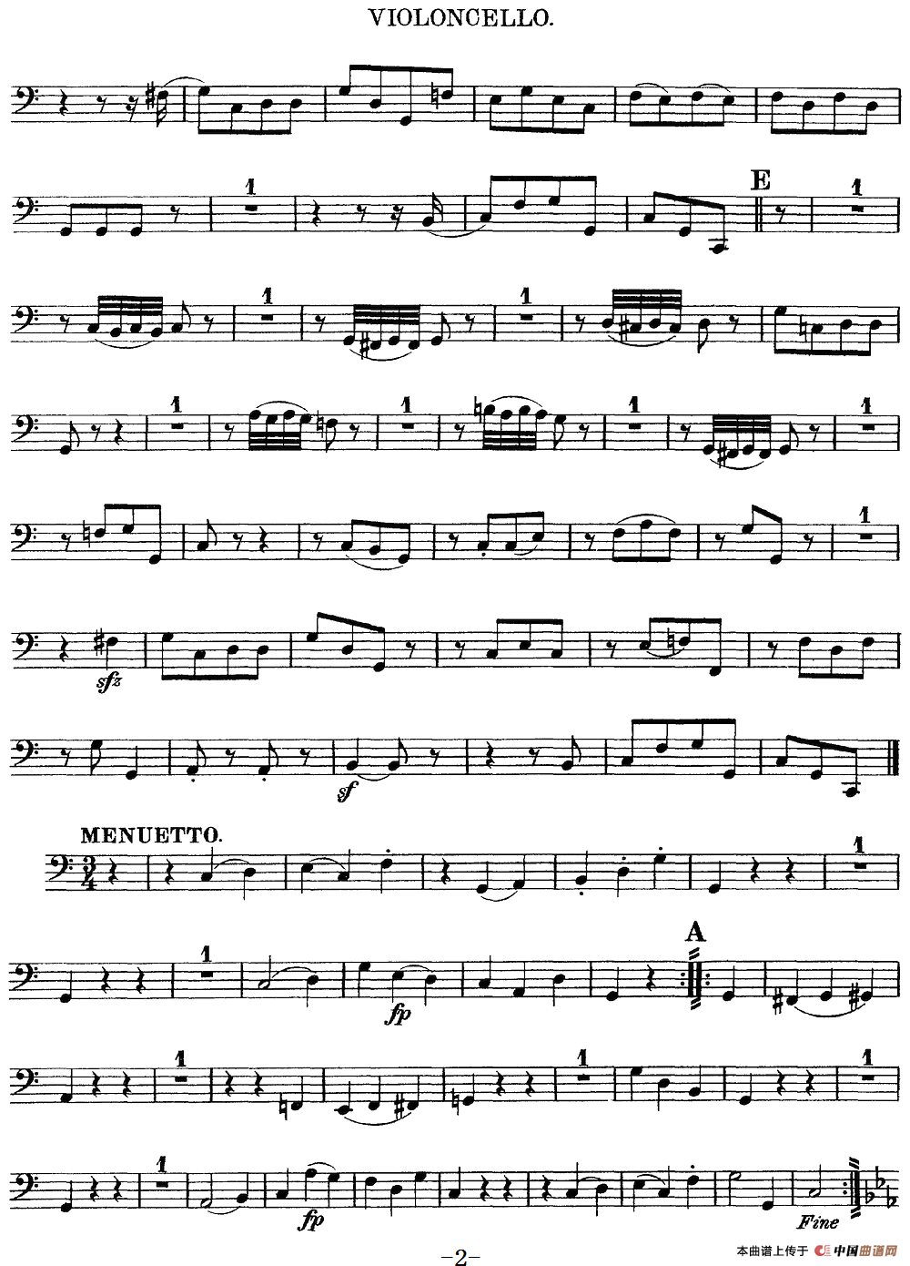 Mozart《Quartet No.10 in C Major,K.170》（Cello分谱）