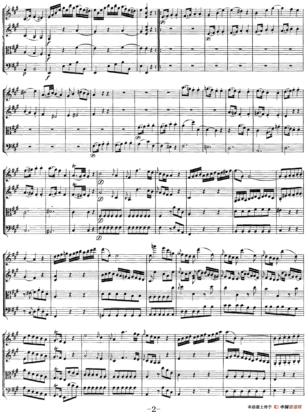 Mozart《Quartet No.9 in A Major,K.169》（总谱）