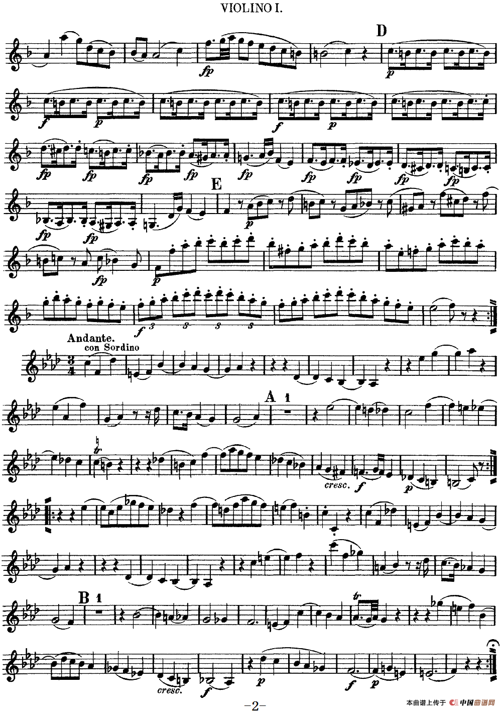 Mozart《Quartet No.8 in F Major,K.168》（Violin 1分谱）