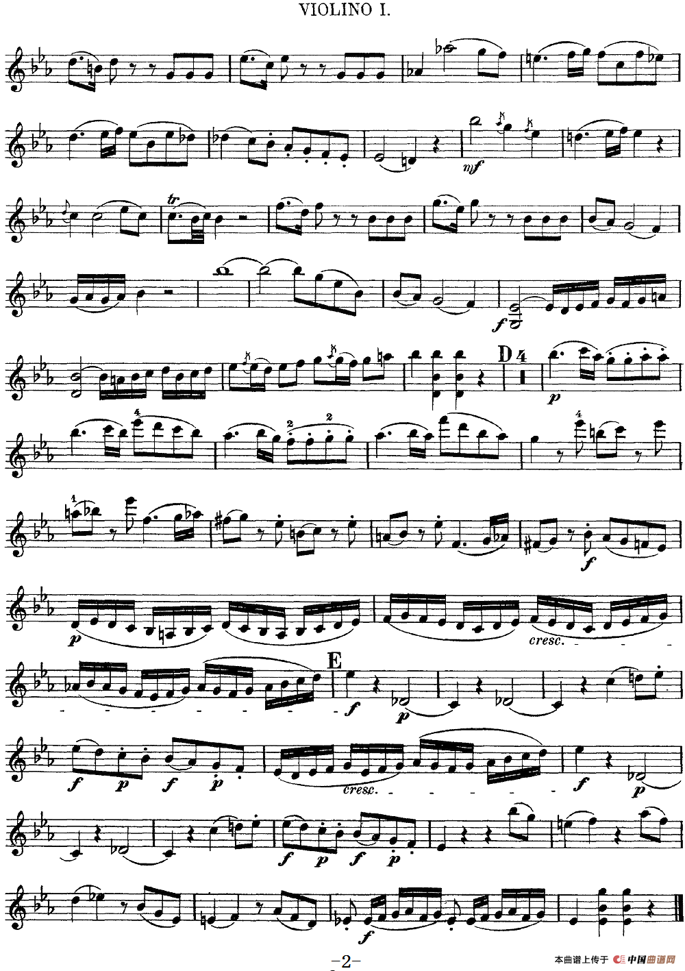 Mozart《Quartet No.7 in Eb Major,K.160》（Violin 1分谱）