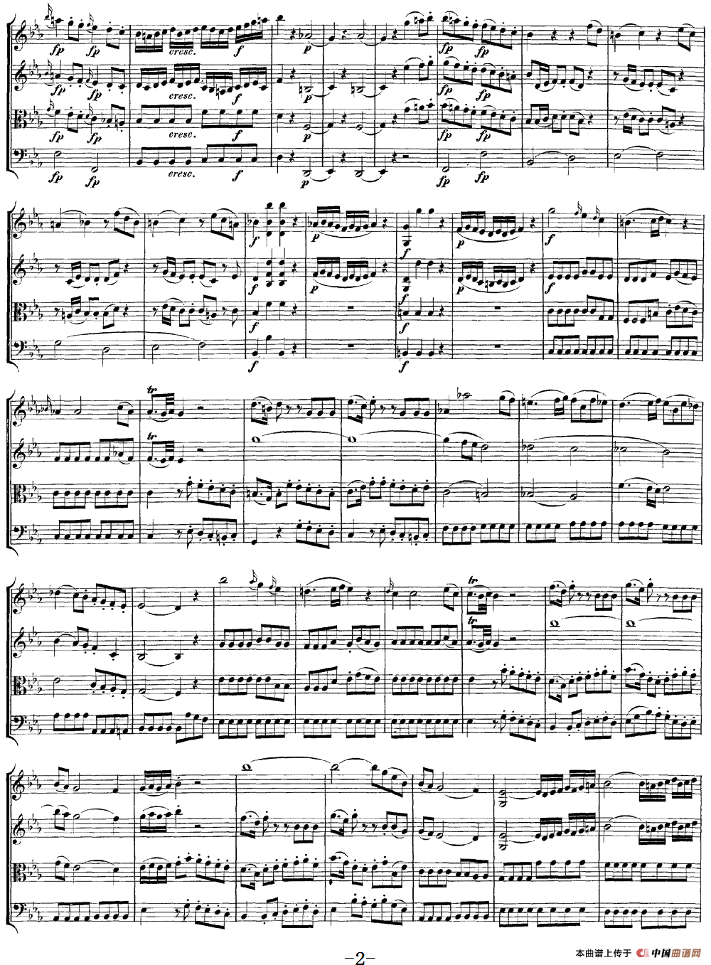 Mozart《Quartet No.7 in Eb Major,K.160》（总谱）