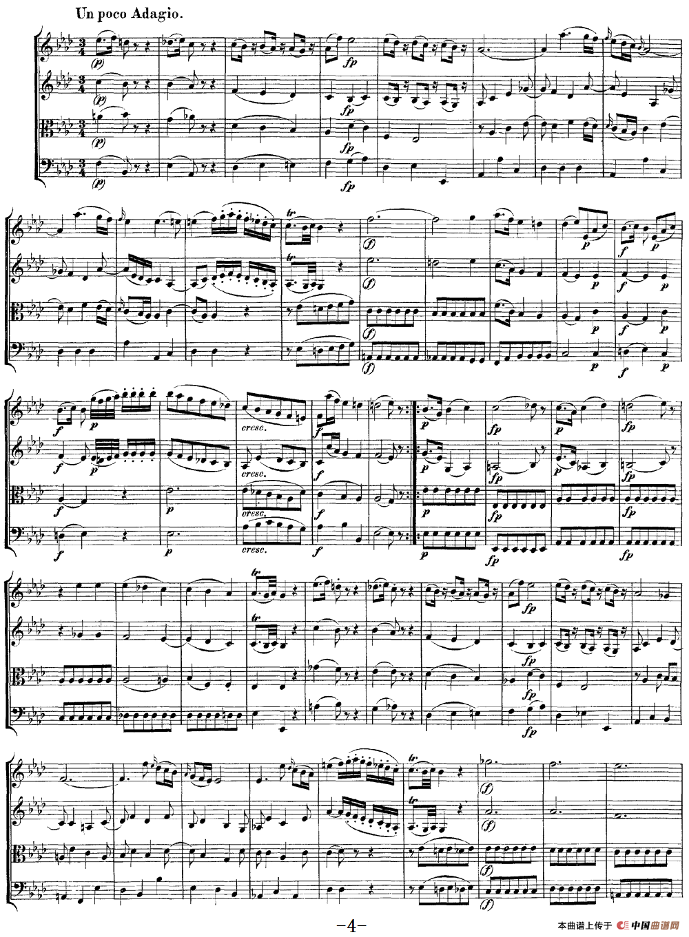 Mozart《Quartet No.7 in Eb Major,K.160》（总谱）