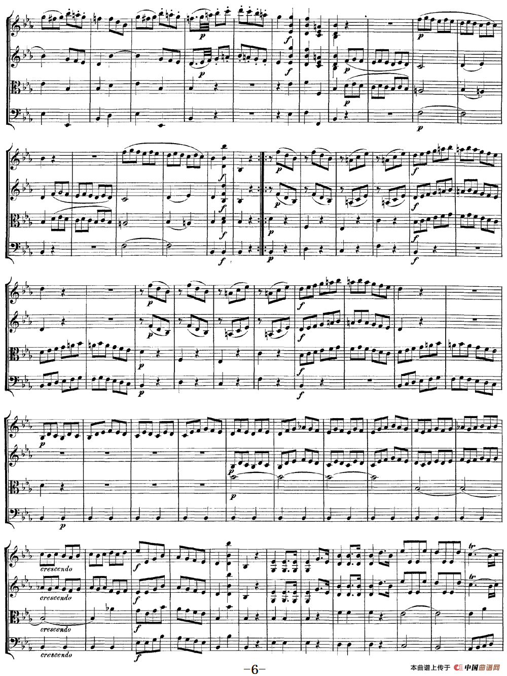 Mozart《Quartet No.7 in Eb Major,K.160》（总谱）