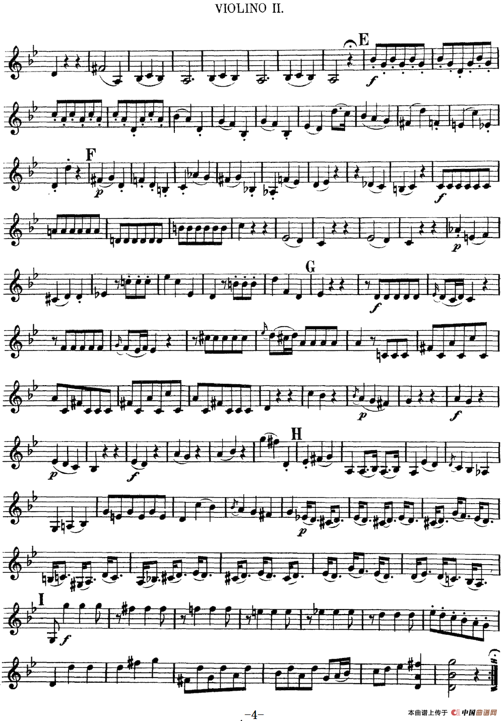 Mozart《Quartet No.6 in Bb Major,K.159》（Violin 2分谱）