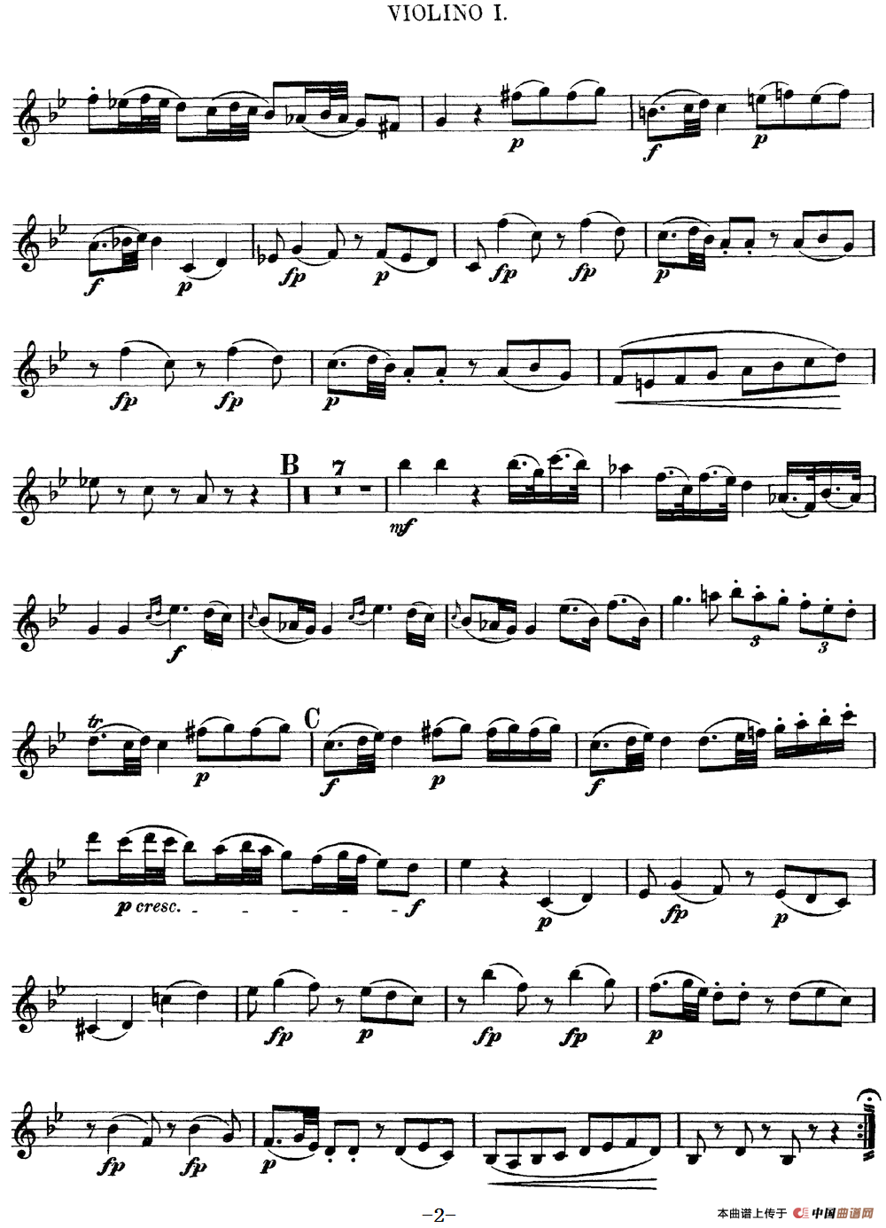 Mozart《Quartet No.6 in Bb Major,K.159》（Violin 1分谱）