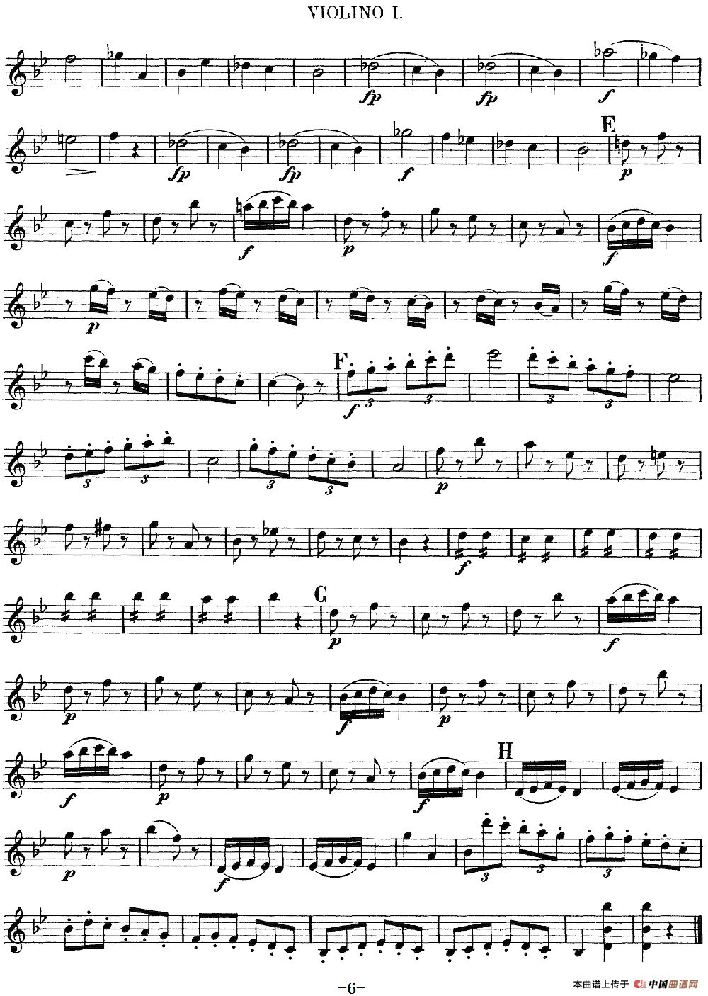Mozart《Quartet No.6 in Bb Major,K.159》（Violin 1分谱）