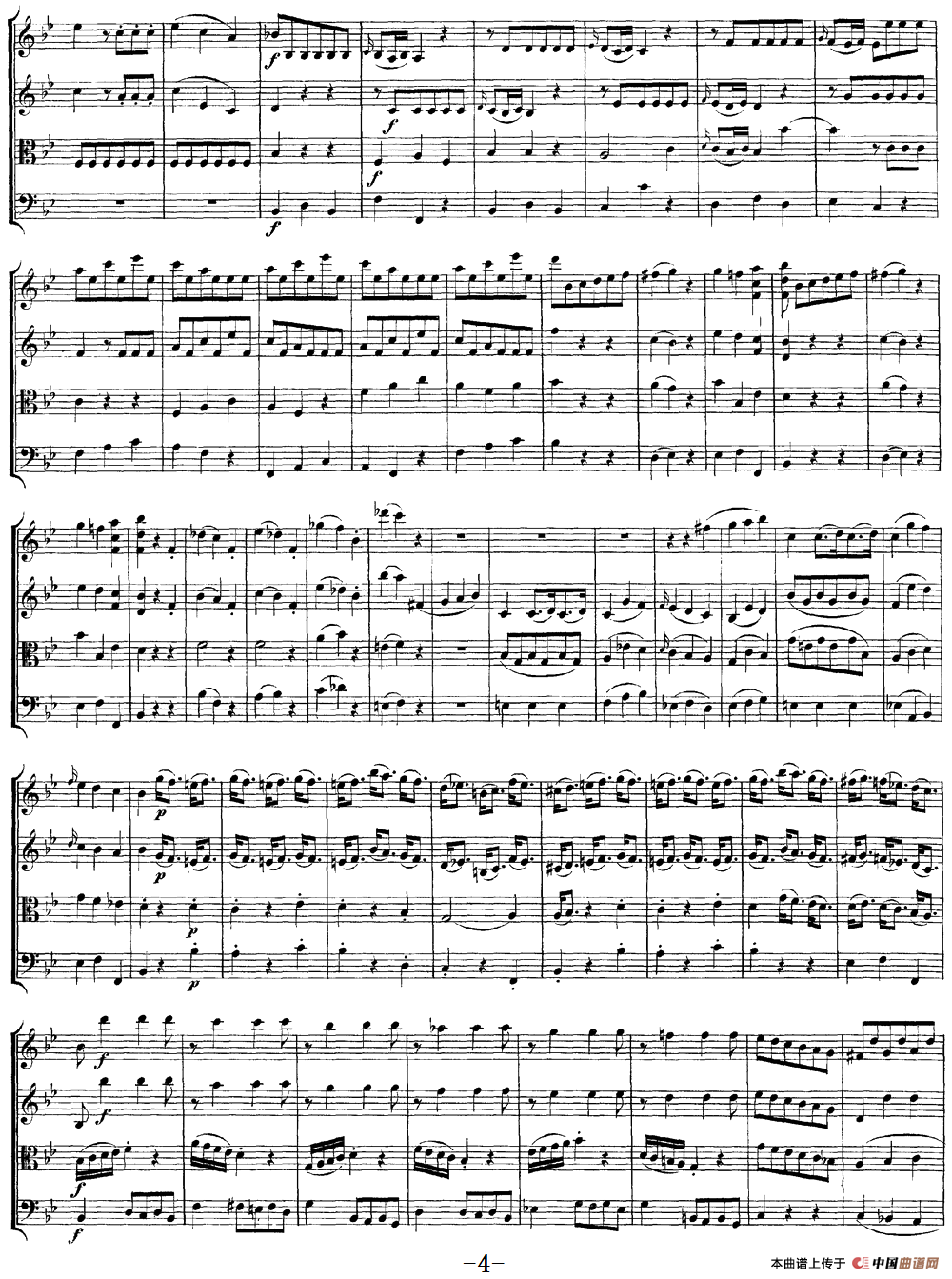 Mozart《Quartet No.6 in Bb Major,K.159》（总谱）