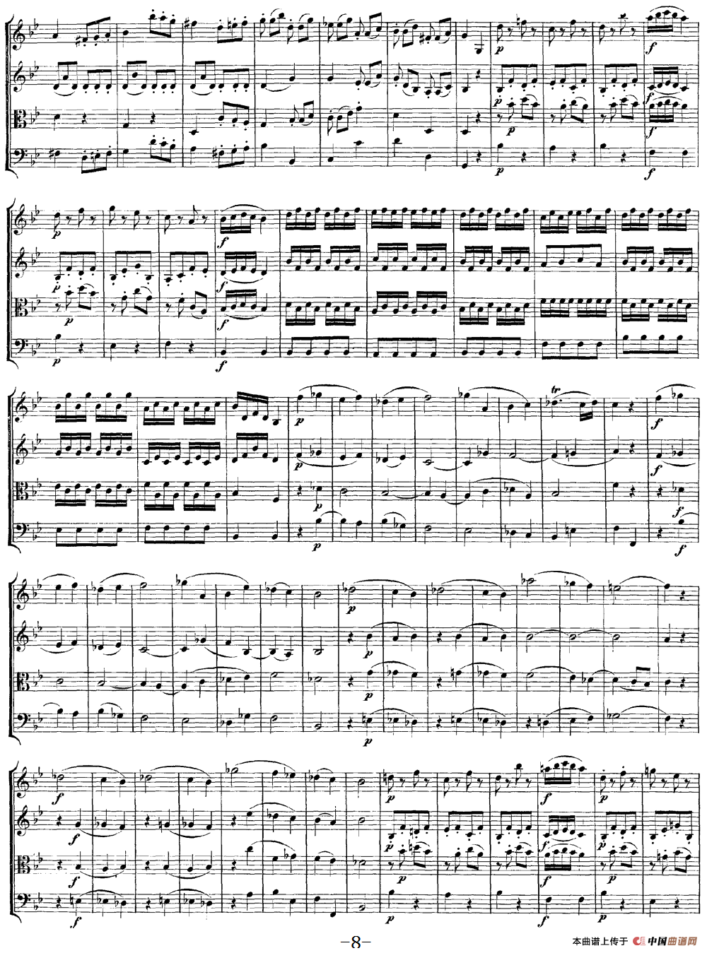 Mozart《Quartet No.6 in Bb Major,K.159》（总谱）