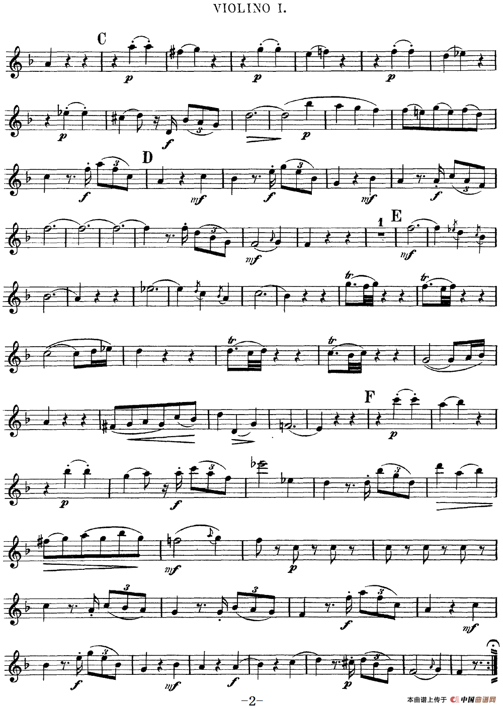 Mozart《Quartet No.5 in F Major,K.158》（Violin 1分谱）